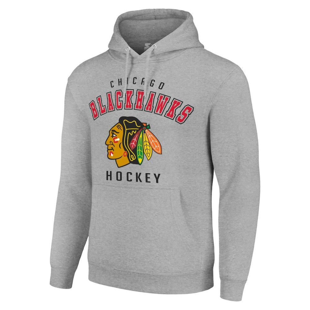 NHL Chicago Blackhawks Starter Logo Pullover Hoodie - Heather Gray