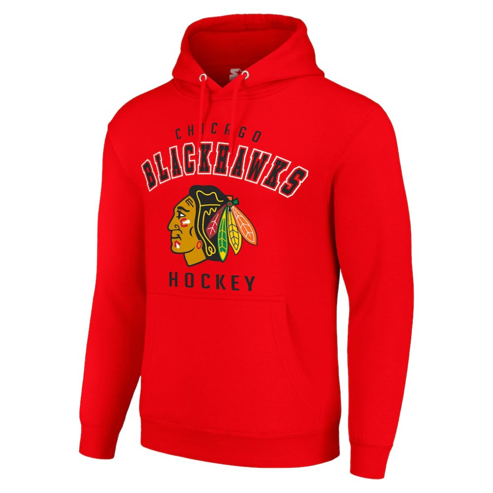 NHL Chicago Blackhawks Starter Logo Pullover Hoodie - Red