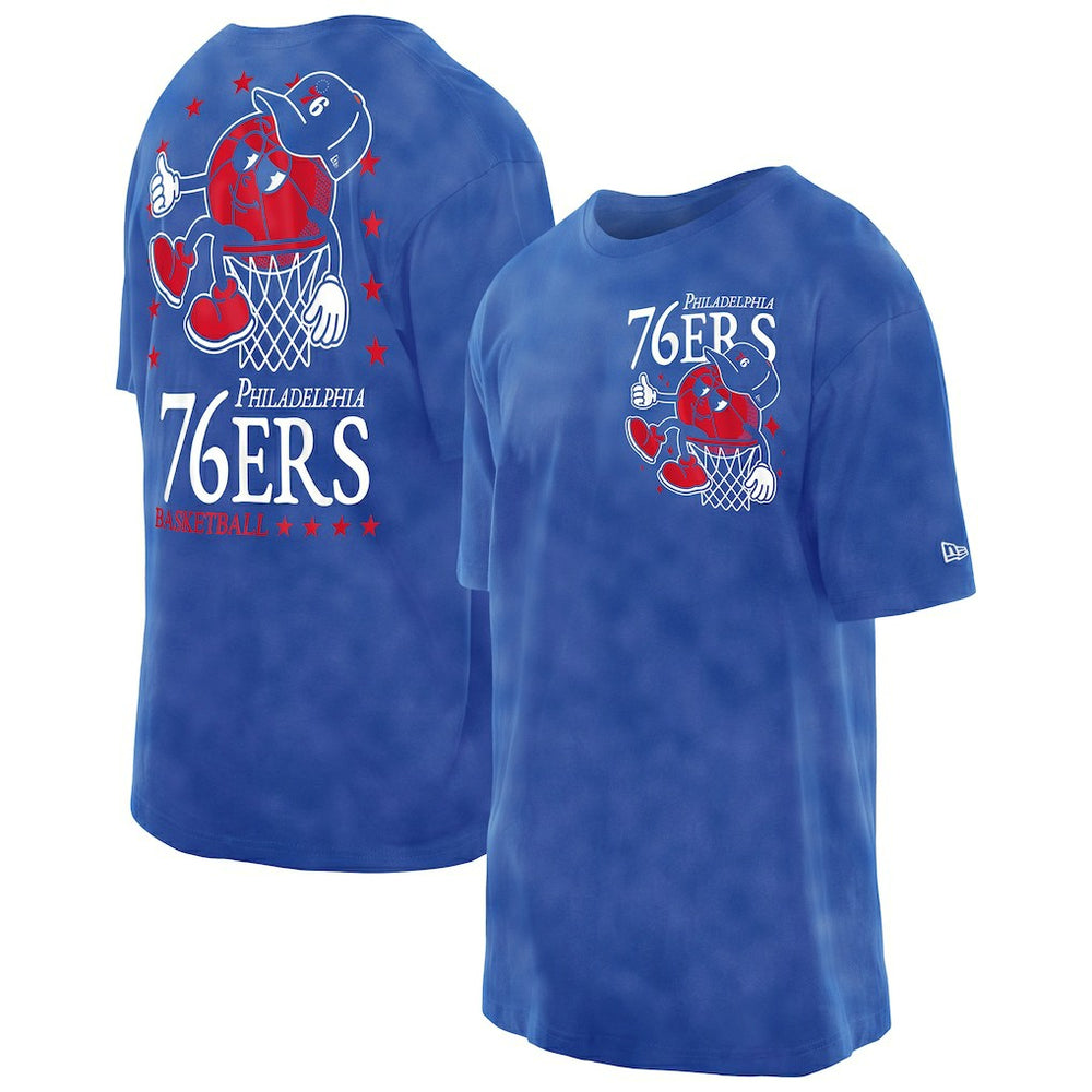Philadelphia 76ers Old School Sport Enzyme Wash Oversized T-Shirt Royal