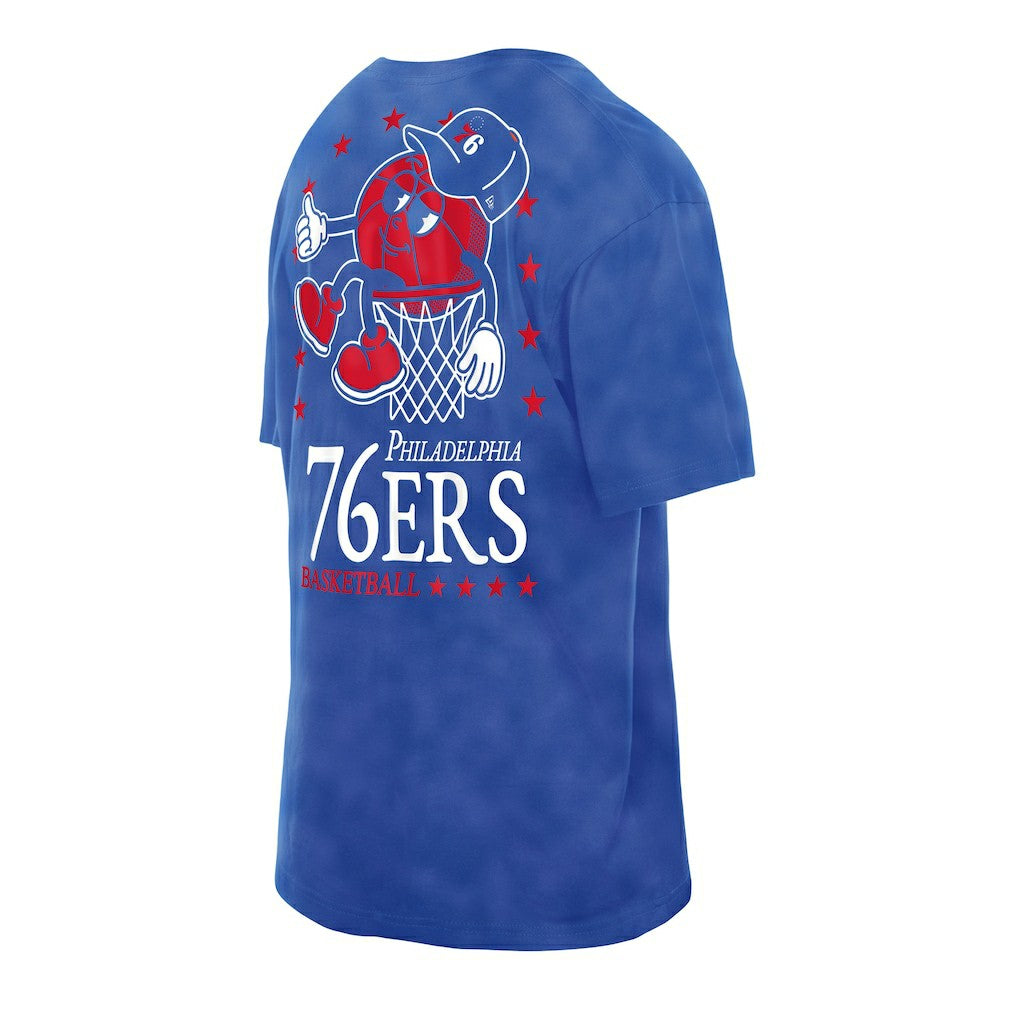 Philadelphia 76ers Old School Sport Enzyme Wash Oversized T-Shirt Royal