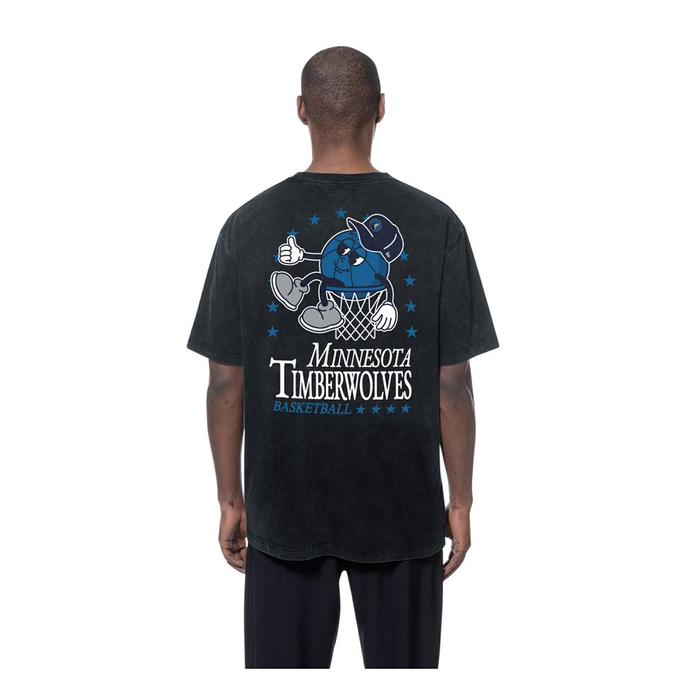 Minnesota Timberwolves Old School Sport Enzyme Wash Oversized T-Shirt Black