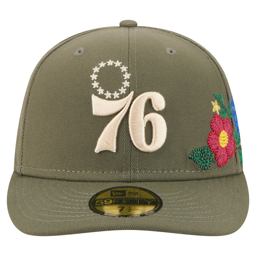 Philadelphia 76ers Tonal Florals 59FIFTY Fitted Hat Olive