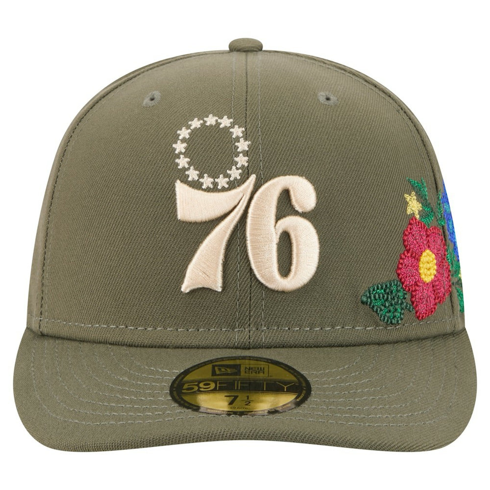 Philadelphia 76ers Tonal Florals 59FIFTY Fitted Hat Olive