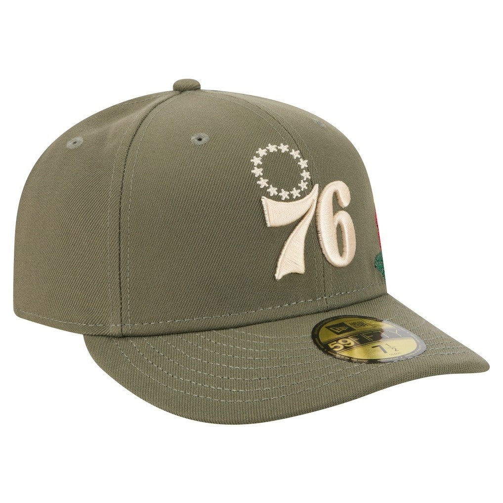 Philadelphia 76ers Tonal Florals 59FIFTY Fitted Hat Olive