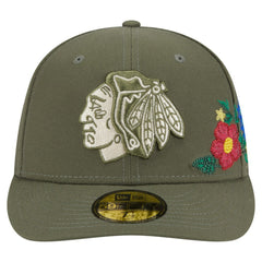 NHL Chicago Blackhawks New Era Tonal Florals 59FIFTY Fitted Hat - Olive