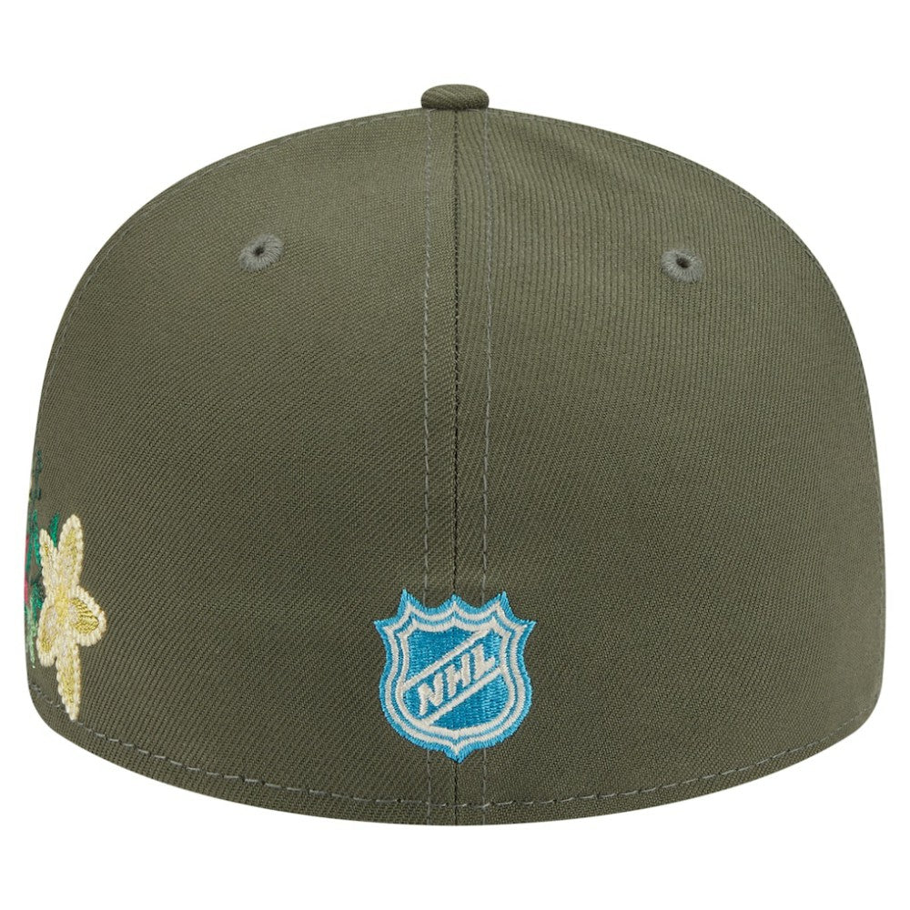 NHL Chicago Blackhawks New Era Tonal Florals 59FIFTY Fitted Hat - Olive