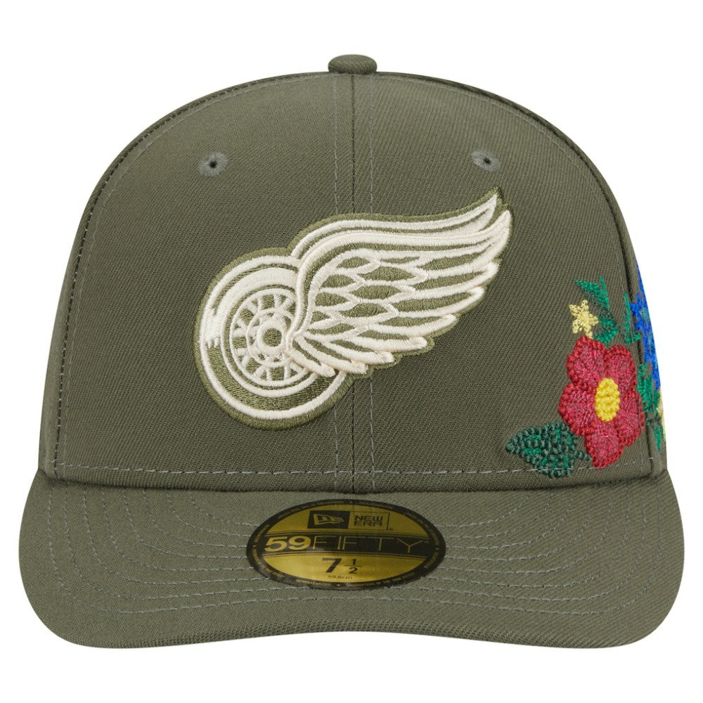NHL Detroit Red Wings New Era Tonal Florals 59FIFTY Fitted Hat - Olive