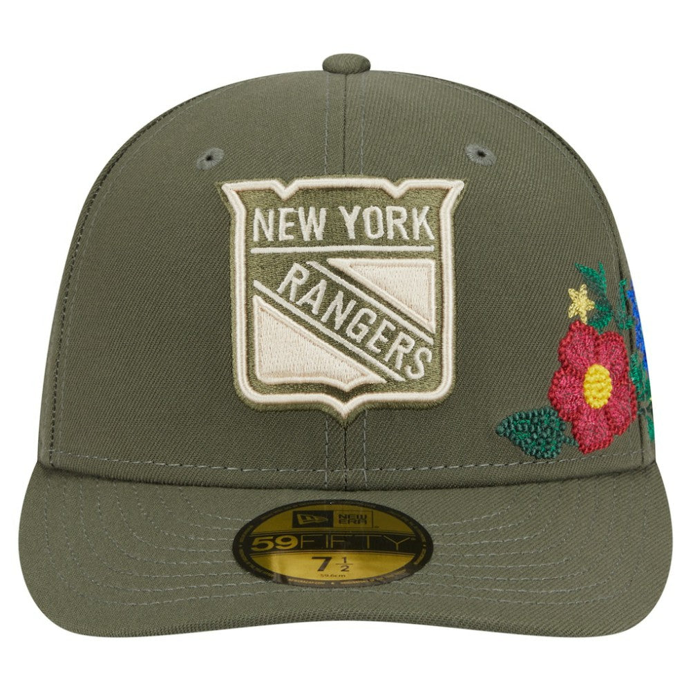 NHL New York Rangers New Era Tonal Florals 59FIFTY Fitted Hat - Olive