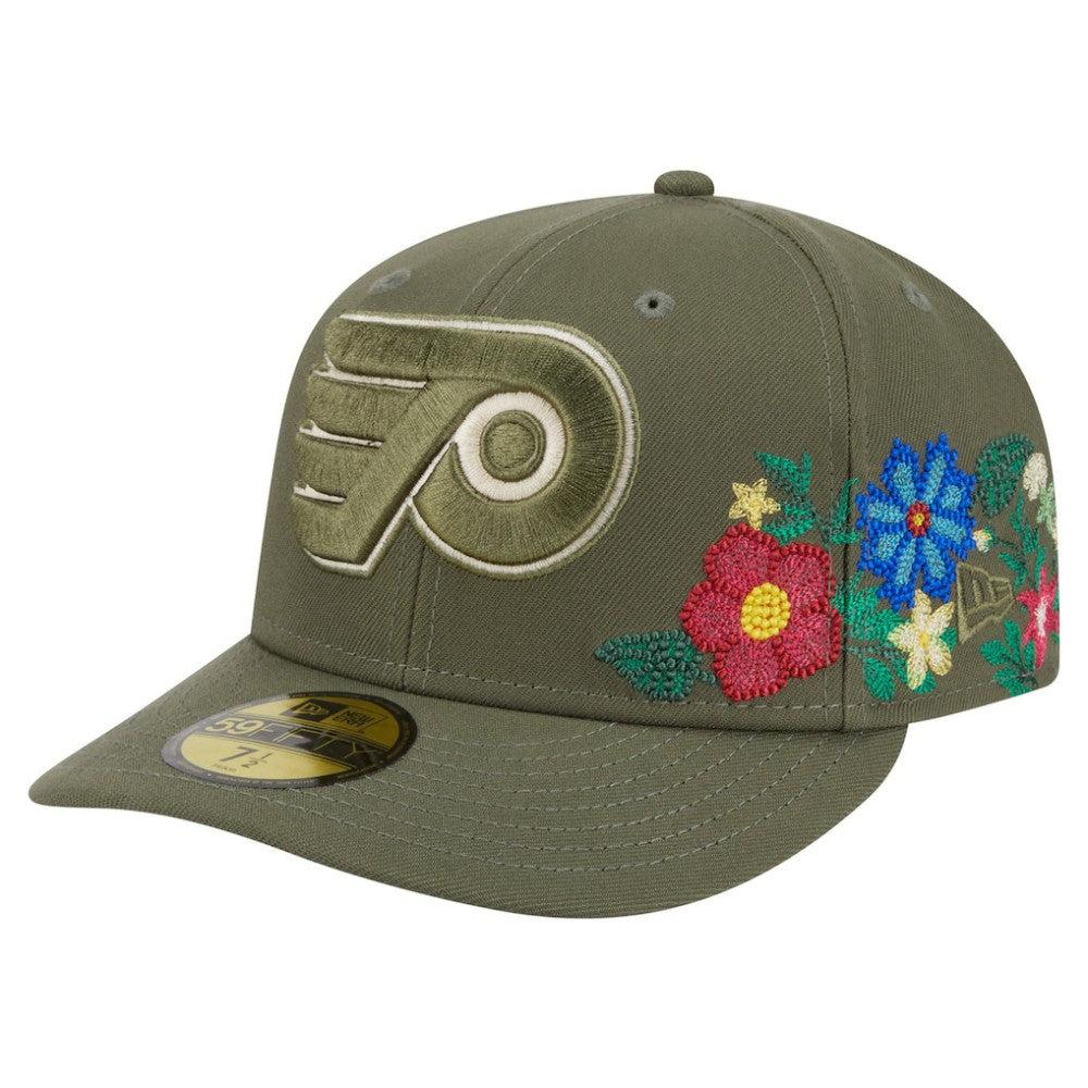 NHL Philadelphia Flyers New Era Tonal Florals 59FIFTY Fitted Hat - Olive