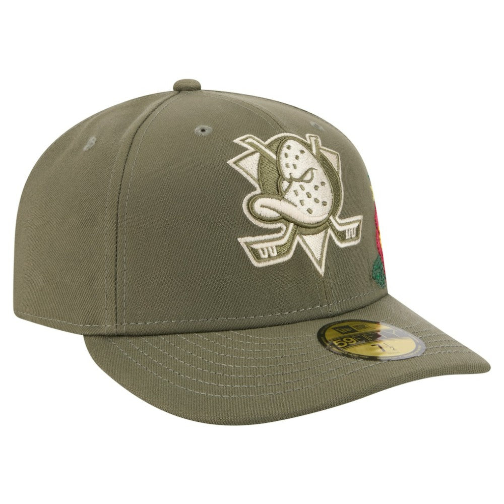 NHL Anaheim Ducks New Era Tonal Florals 59FIFTY Fitted Hat - Olive
