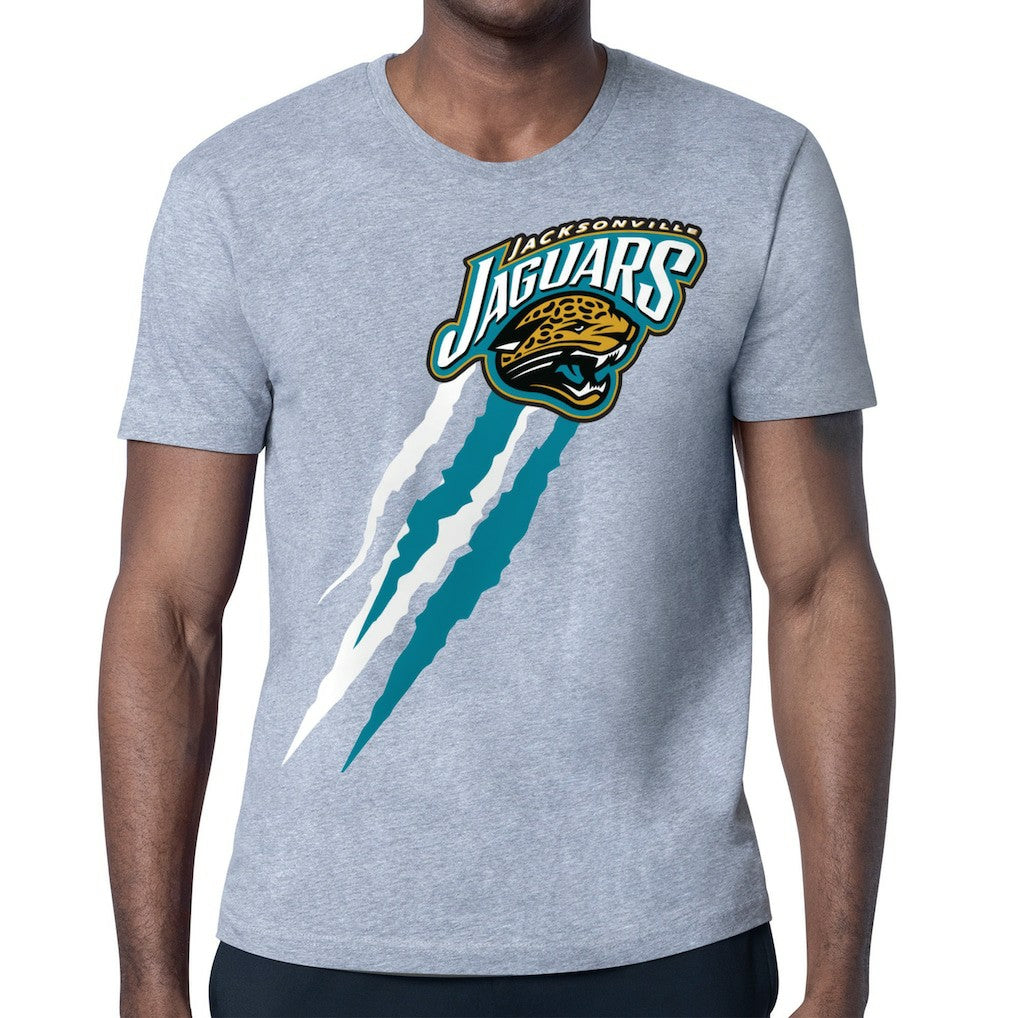 Jacksonville Jaguars Starter Retro Team Logo Color Scratch T-Shirt Heather Gray