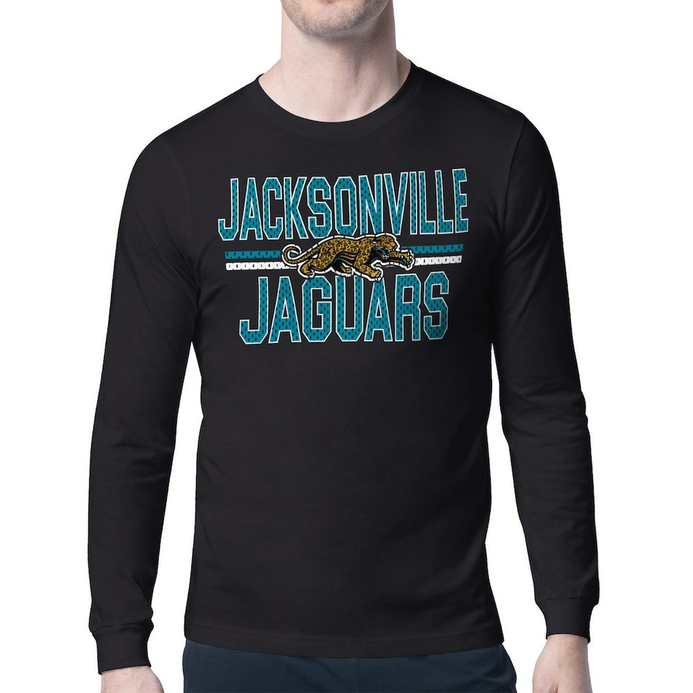 Jacksonville Jaguars Starter Mesh Look Retro Team Logo Long Sleeve T-Shirt Black