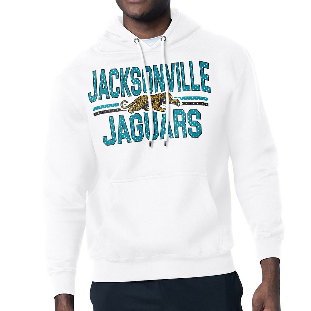 Jacksonville Jaguars Starter Mesh Look Retro Team Logo Pullover Hoodie White