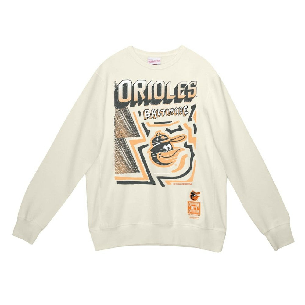 Baltimore Orioles Mitchell & Ness Sidewalk Sketch Pullover Hoodie - Cream Hoodies