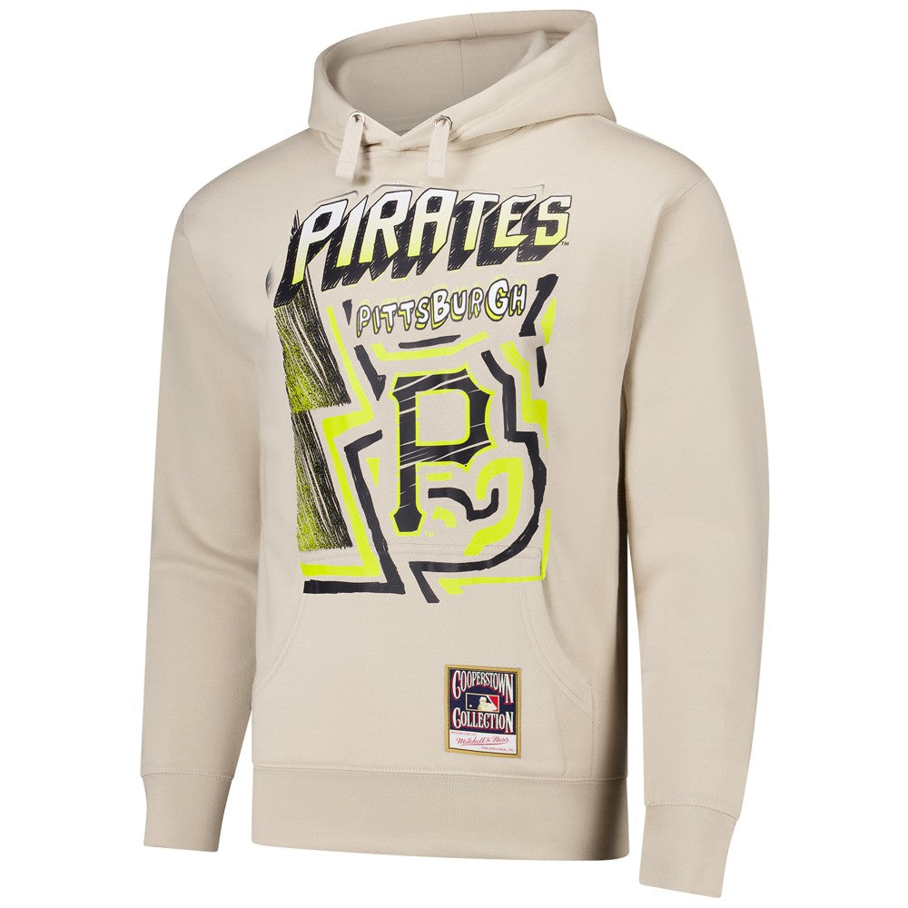 Pittsburgh Pirates Mitchell & Ness Sidewalk Sketch Pullover Hoodie - Cream Hoodies