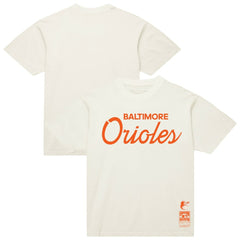 Baltimore Orioles Mitchell & Ness Vintage Script T-Shirt - Cream T-shirts