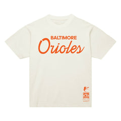 Baltimore Orioles Mitchell & Ness Vintage Script T-Shirt - Cream T-shirts