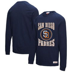 San Diego Padres Mitchell & Ness Arched Logo Slub Long Sleeve T-Shirt - Navy T-shirts