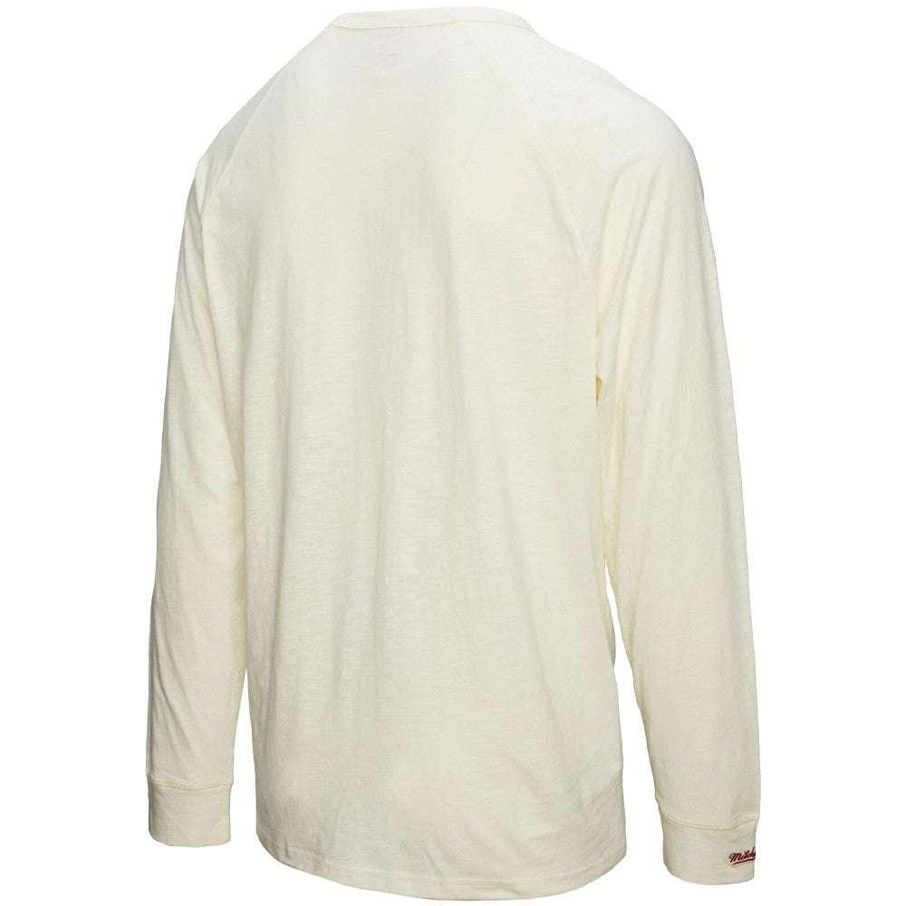 Cincinnati Reds Mitchell & Ness Arched Logo Slub Long Sleeve T-Shirt - Cream T-shirts