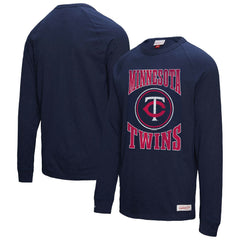 Minnesota Twins Mitchell & Ness Arched Logo Slub Long Sleeve T-Shirt - Navy T-shirts