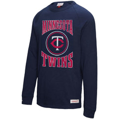 Minnesota Twins Mitchell & Ness Arched Logo Slub Long Sleeve T-Shirt - Navy T-shirts