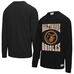 Baltimore Orioles Mitchell & Ness Arched Logo Slub Long Sleeve T-Shirt - Black T-shirts