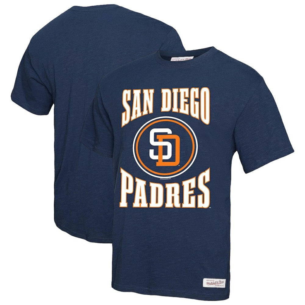 San Diego Padres Mitchell & Ness Arched Logo Slub T-Shirt - Navy T-shirts