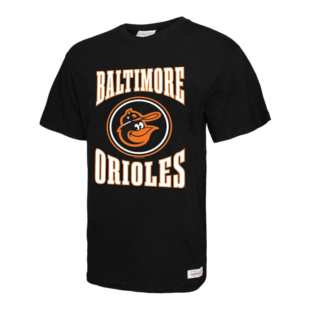 Baltimore Orioles Mitchell & Ness Arched Logo Slub T-Shirt - Black T-shirts