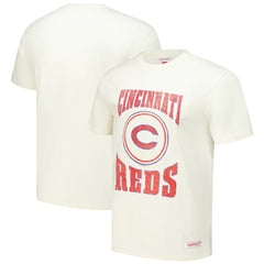 Cincinnati Reds Mitchell & Ness Arched Logo Slub T-Shirt - Cream T-shirts