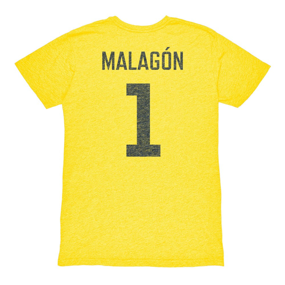 Luis Malagón Club America 1863FC Vintage Player Name & Number Tri-blend T-Shirt Yellow