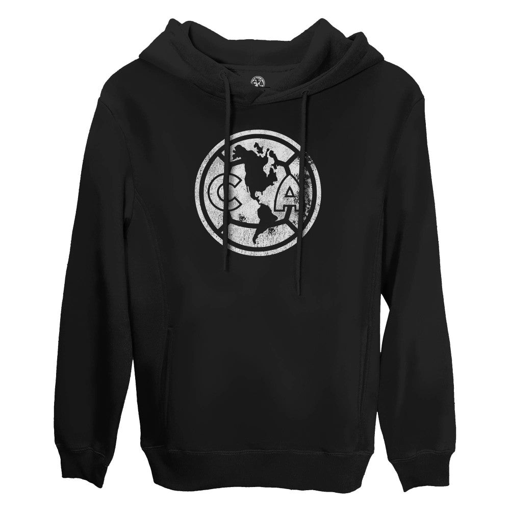 Club America 1863FC Mono Badge Fleece Pullover Hoodie Sweatshirt Black