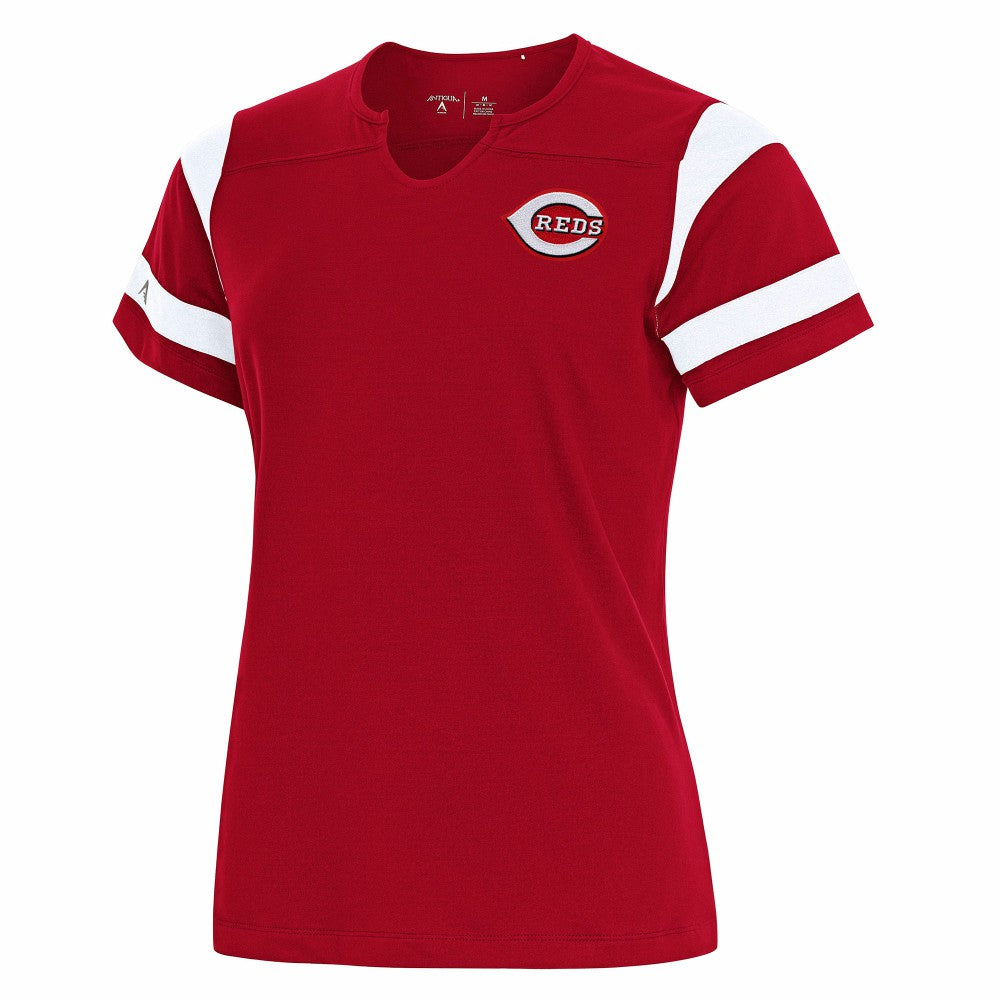 Cincinnati Reds Antigua Women's Encounter Notch Neck Top - Red Tops