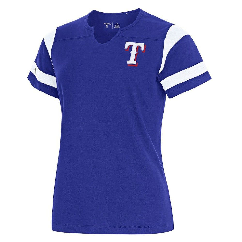 Texas Rangers Antigua Women's Encounter Notch Neck Top - Royal Tops