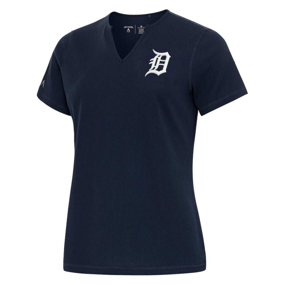 Detroit Tigers Antigua Women's Notch Neck T-Shirt - Navy T-shirts
