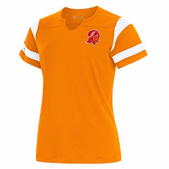 Tampa Bay Buccaneers Antigua Women's Encounter Short Sleeve Notch Neck Top Orange