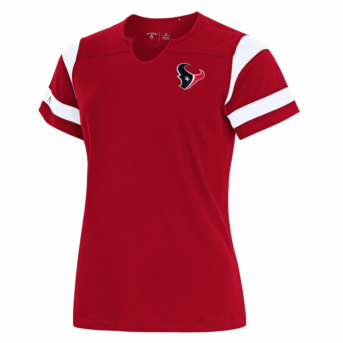 Houston Texans Antigua Women's Encounter Short Sleeve Notch Neck Top Red