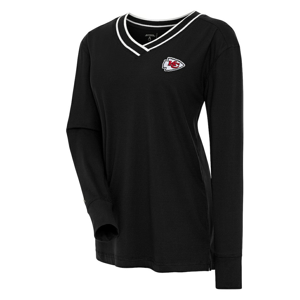 Kansas City Chiefs Antigua Women's Symbolic Long Sleeve V-Neck Top Black