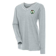 Boston Celtics Antigua Women's Symbolic Long Sleeve V-Neck Top Heather Gray