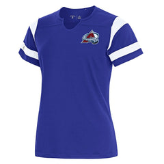 NHL Colorado Avalanche Antigua Women's Encounter Short Sleeve Notch Neck Top - Royal