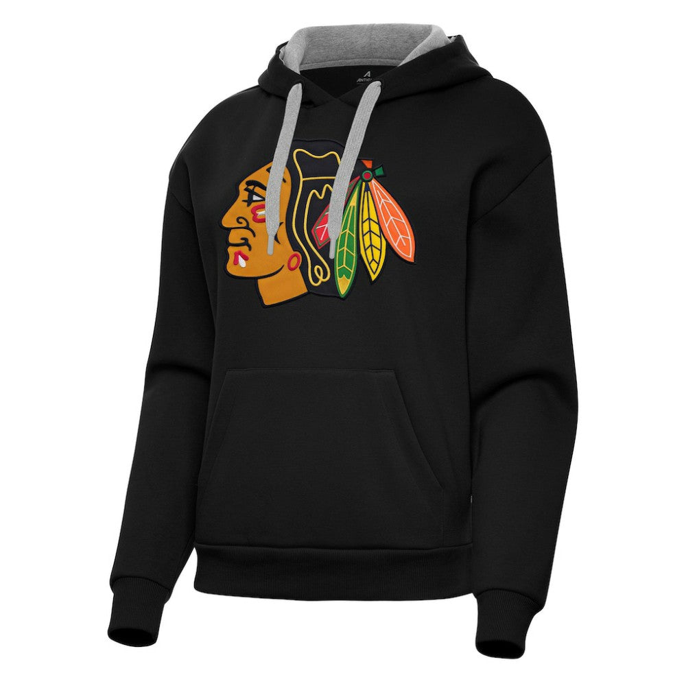 NHL Chicago Blackhawks Antigua Women's Victory Pullover Hoodie - Black