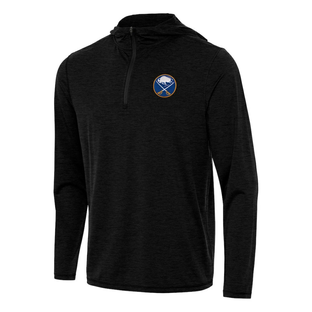 NHL Buffalo Sabres Antigua Tidy Quarter-Zip Hoodie - Heather Black
