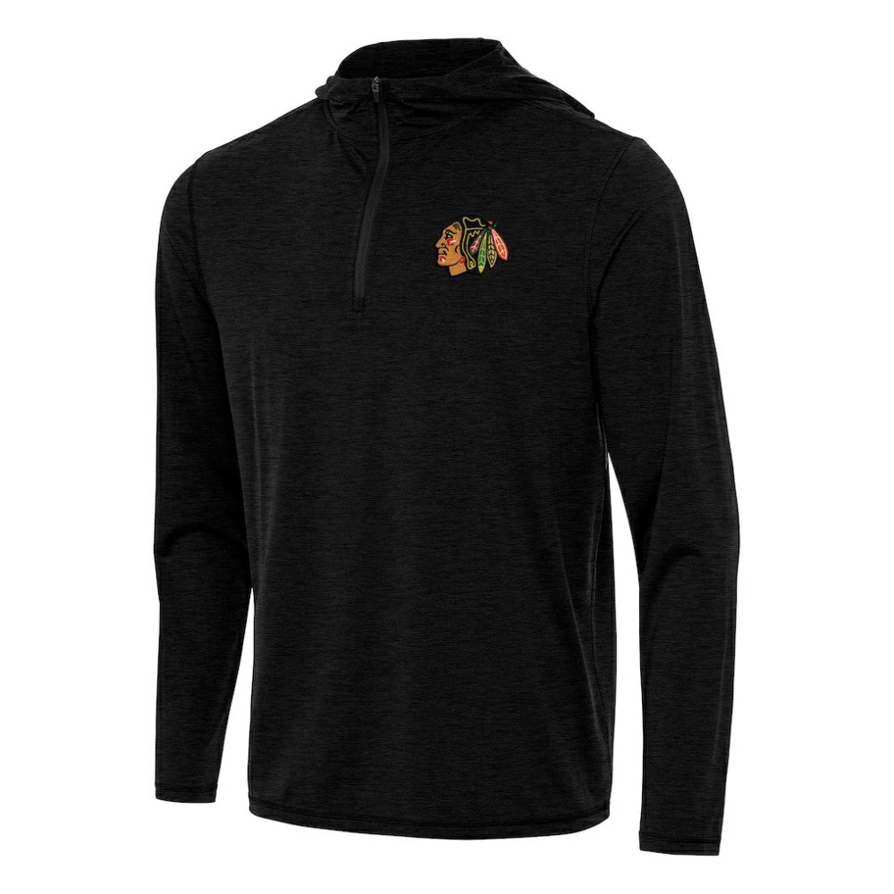 NHL Chicago Blackhawks Antigua Tidy Quarter-Zip Hoodie - Heather Black