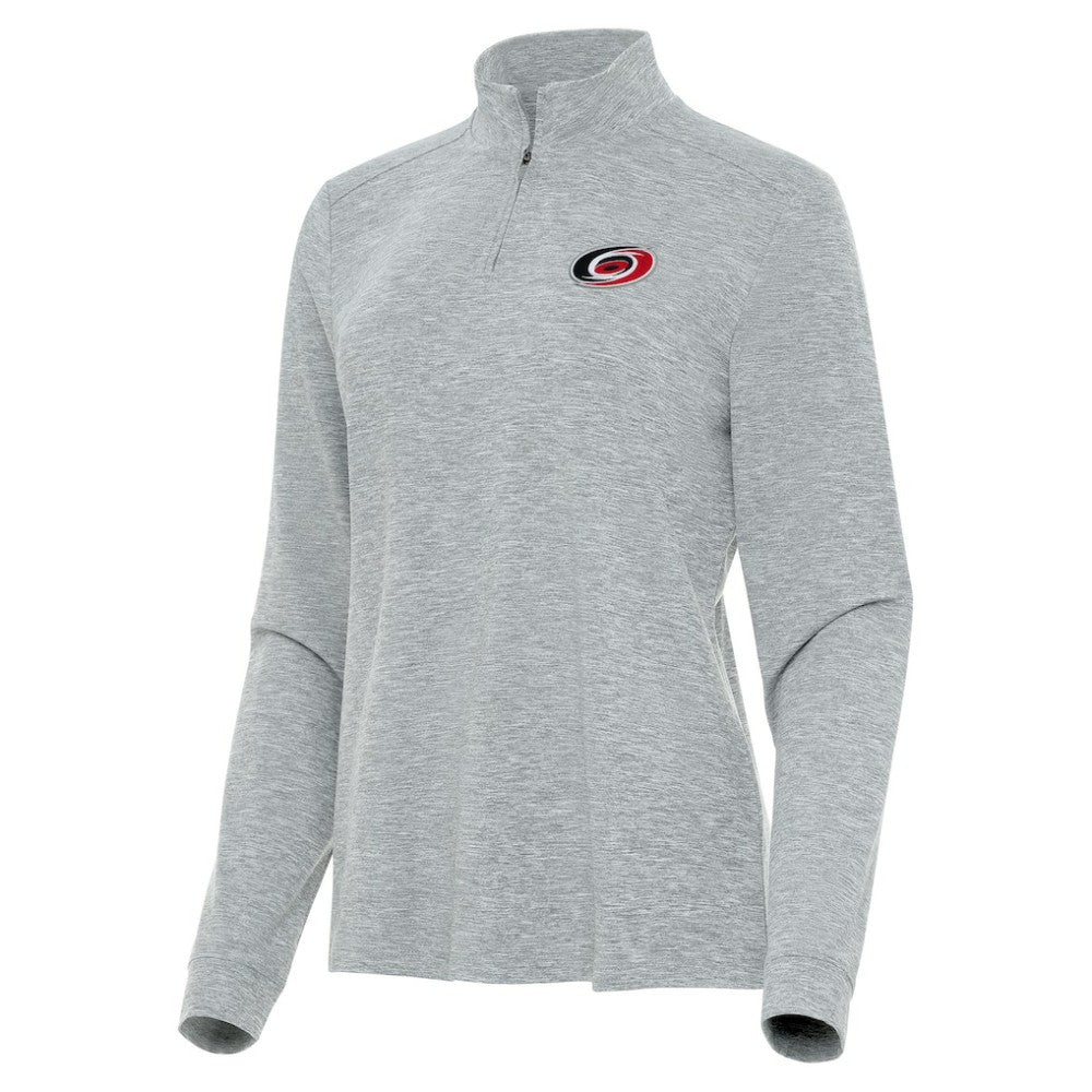 NHL Carolina Hurricanes Antigua Women's Mentor Quarter-Zip Mock Long Sleeve Top - Heather Gray