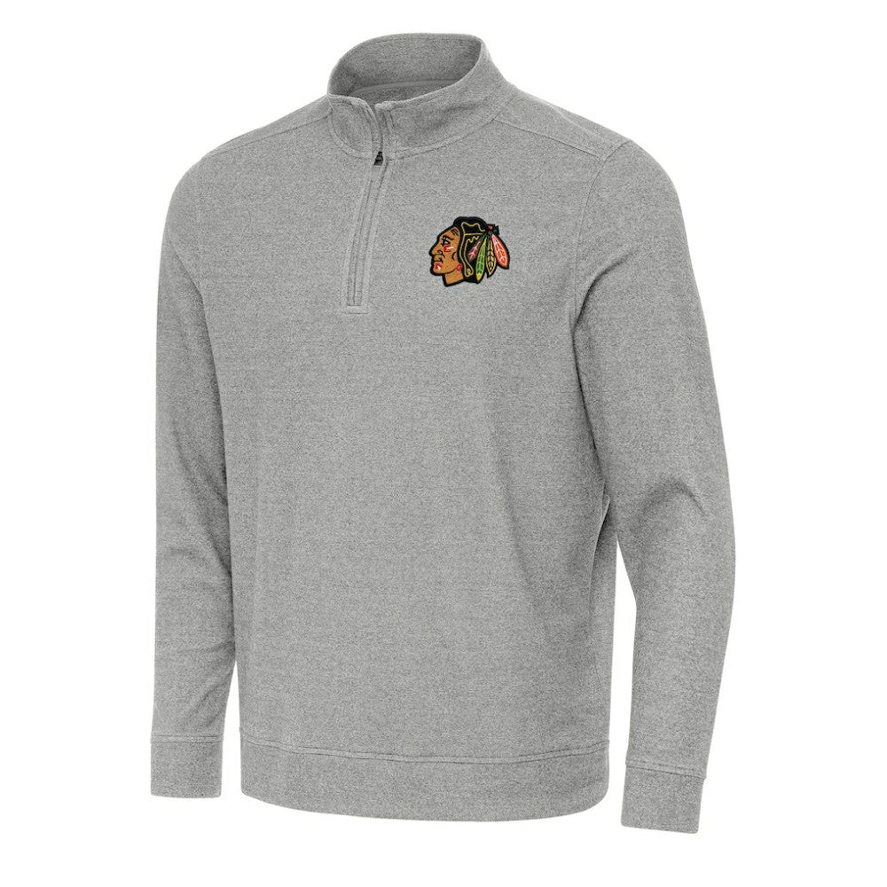NHL Chicago Blackhawks Antigua Subtle Quarter-Zip Sweatshirt - Heather Gray