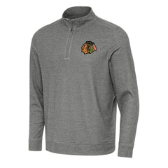 NHL Chicago Blackhawks Antigua Subtle Quarter-Zip Sweatshirt - Heather Black