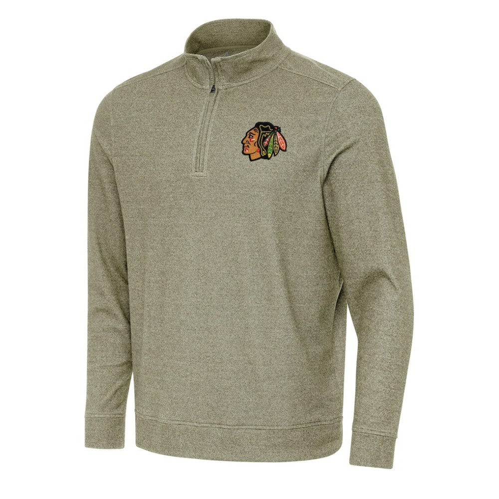 NHL Chicago Blackhawks Antigua Subtle Quarter-Zip Sweatshirt - Olive