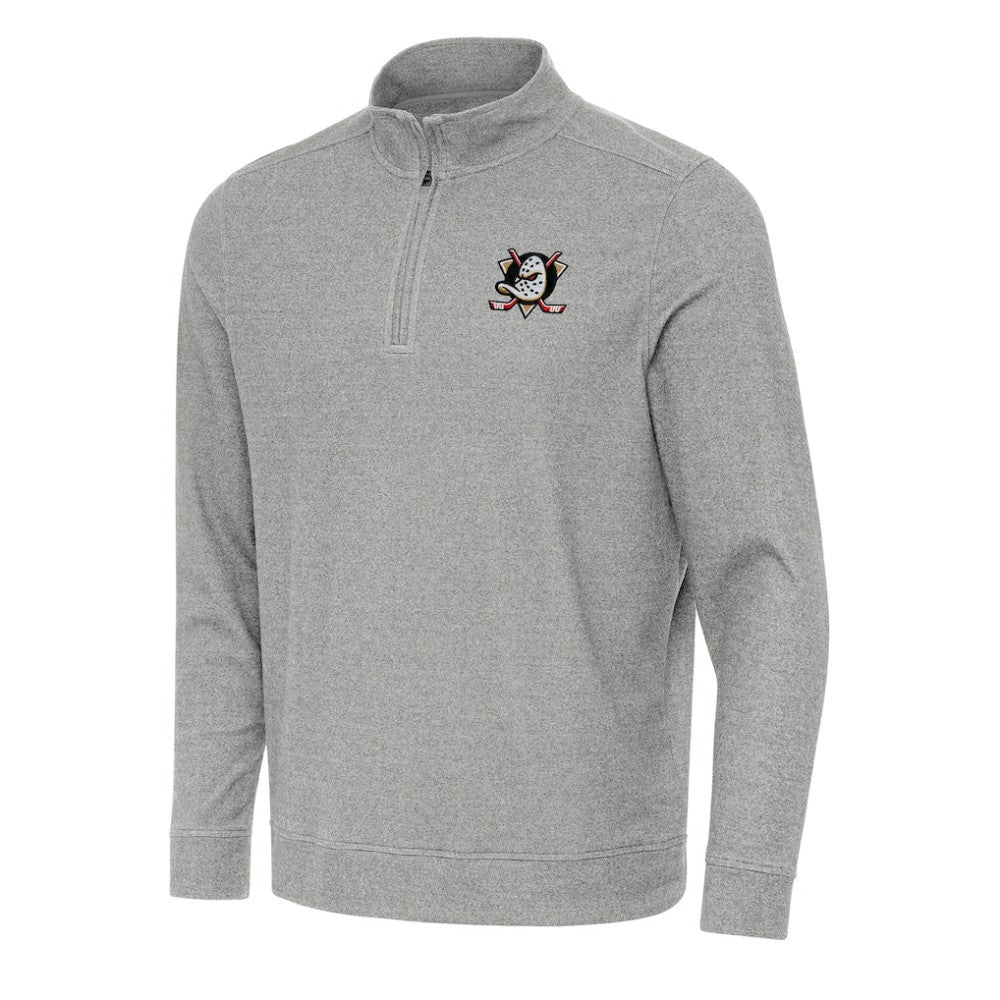 NHL Anaheim Ducks Antigua Subtle Quarter-Zip Sweatshirt - Heather Gray