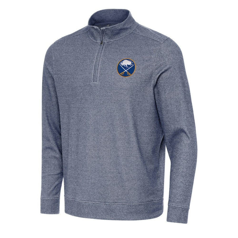 NHL Buffalo Sabres Antigua Subtle Quarter-Zip Sweatshirt - Heather Navy