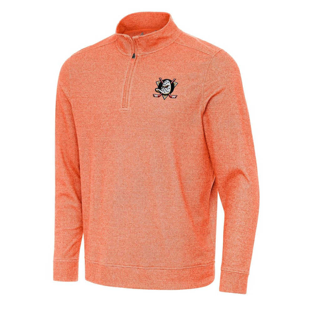 NHL Anaheim Ducks Antigua Subtle Quarter-Zip Sweatshirt - Heather Orange