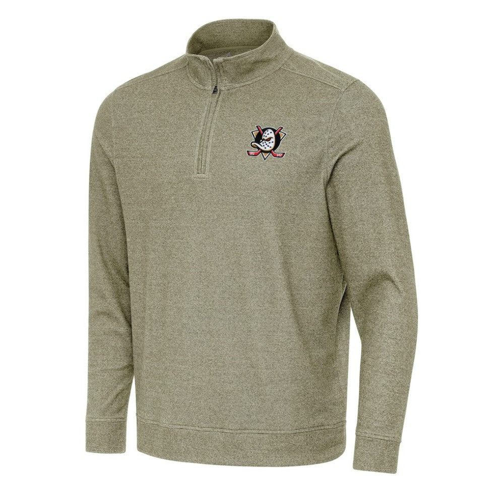 NHL Anaheim Ducks Antigua Subtle Quarter-Zip Sweatshirt - Olive